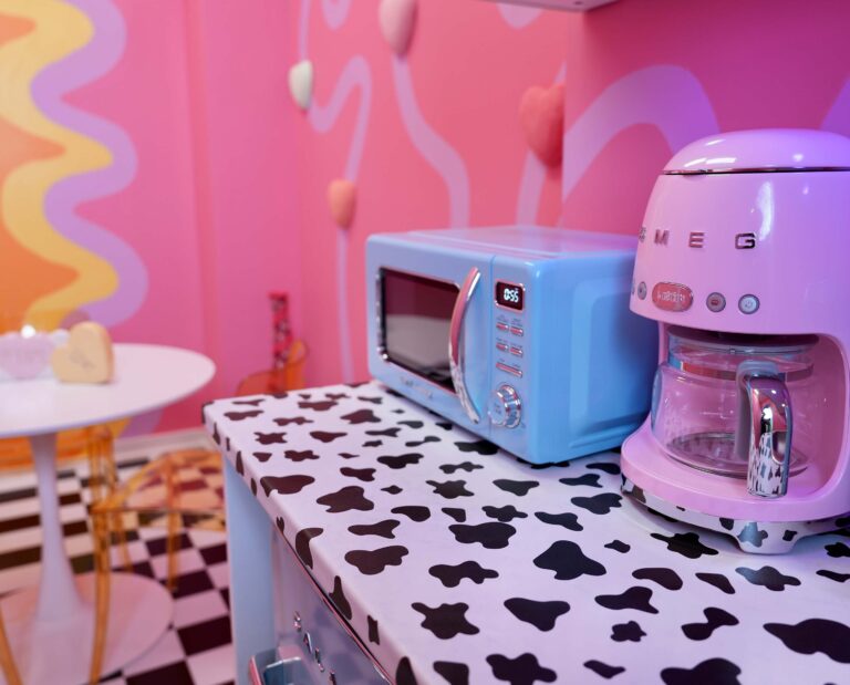 Whimsical photography studio in Toronto with retro appliances.